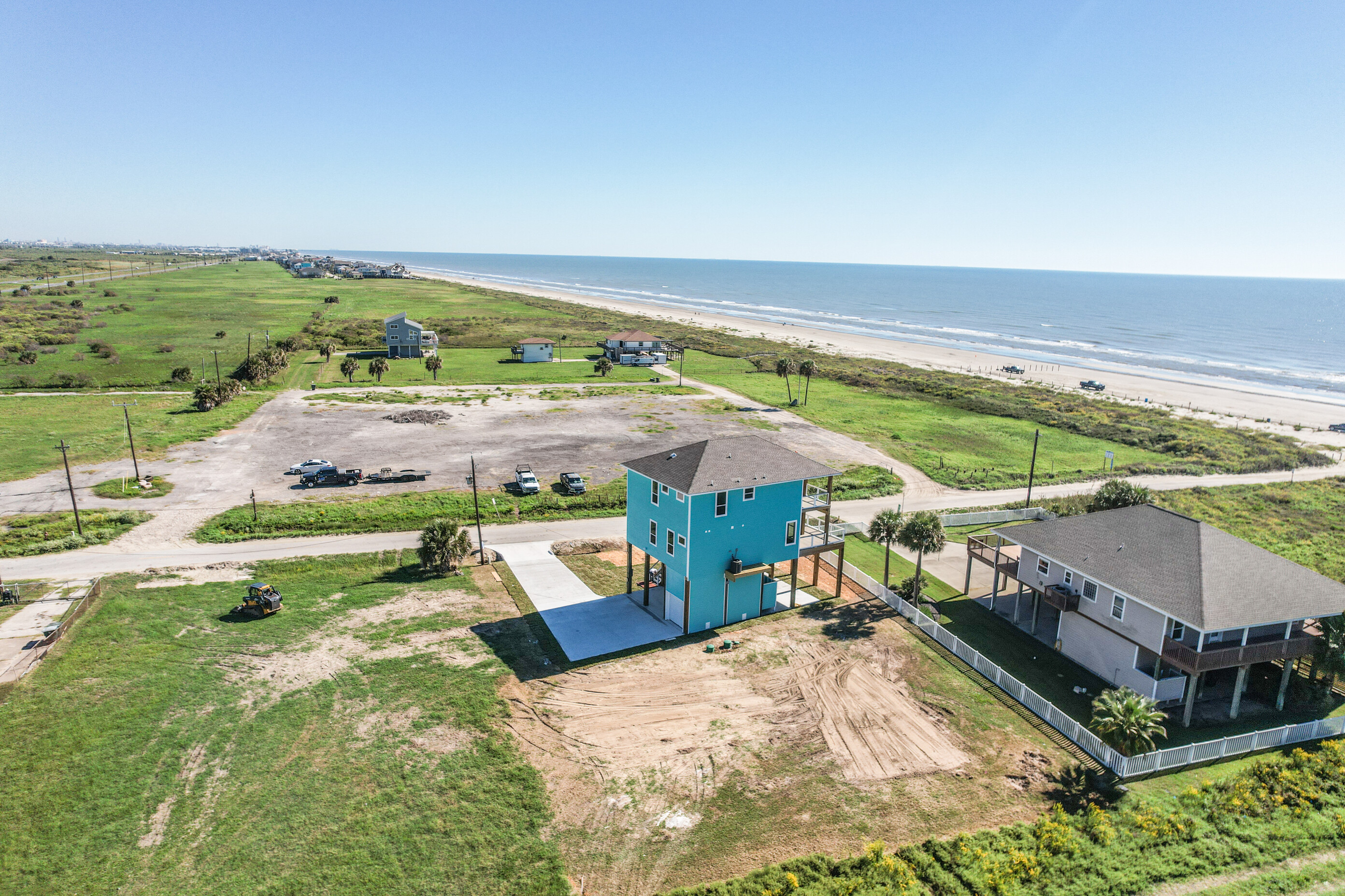 Aerial view of Coastal Cottage community on the Texas coast