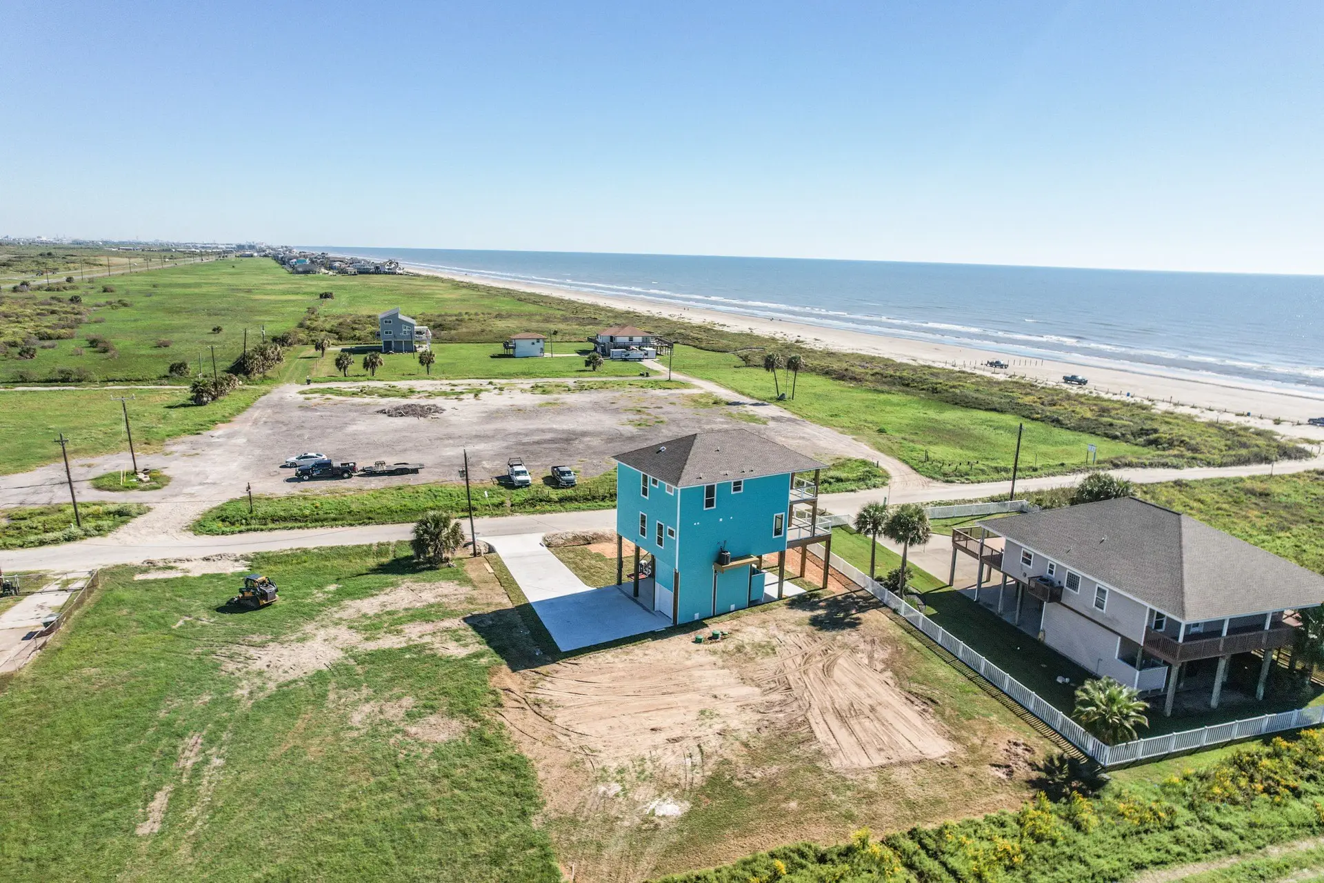 Aerial view of Coastal Cottage community on the Texas coast