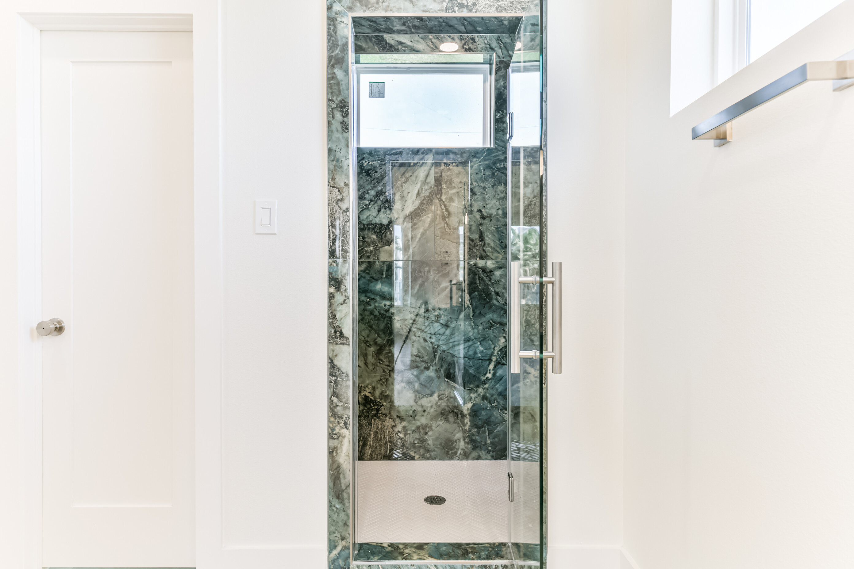 Green marble shower