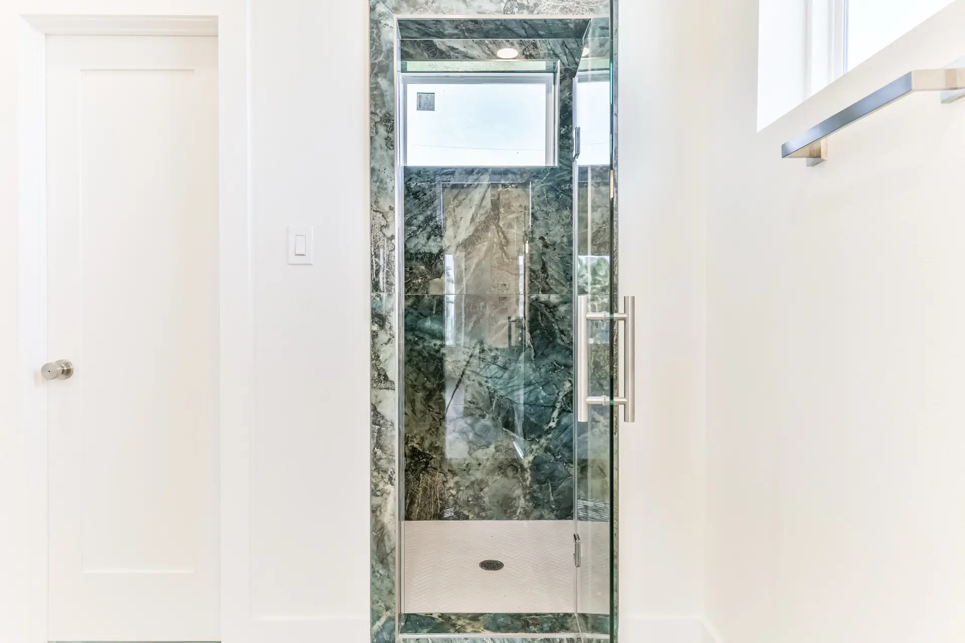 Green marble shower